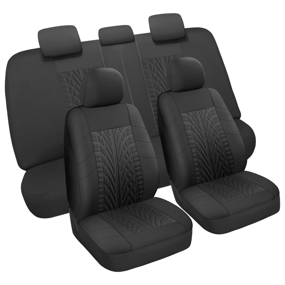 Varcozy Car Seat Covers Full Set Front & Split Rear Bench For Car Universal Cloth Suv Sedan Van Automotive Interior Covers Airbag Compatible Bl 810148750077
