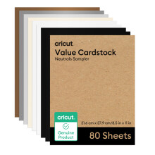 Amostrador de papel neutro Cricut Value Cardstock - 80 folhas (8,5"""" x 11"""") - Compatvel com mquinas Joy Xtra Explore & Maker - Tamanho carta