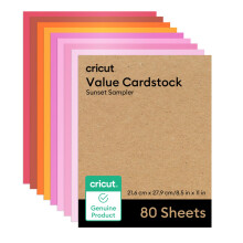 Amostrador de papel cartolina Cricut Value Sunset - 80 folhas (8,5"""" x 11"""") - Compatvel com mquinas Joy Xtra Explore & Maker - Tamanho carta