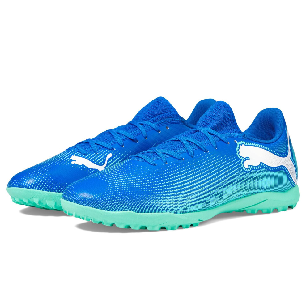 PUMA Men's Future 7 Play Turf Trainer Soccer Cleats Sneaker  Hyperlink Blue-Mint White  11.5