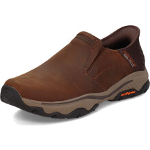 Skechers USA Men's Men's Craster-Lanigan 204847 Twin Gore Round Toe Leather Slip-Ins Brown 10.5