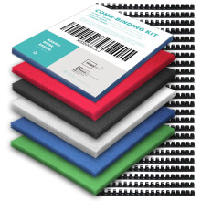 Binditek 74 Pack Binding Covers and Combs kit  Includes 25 Pcs 8Mil Clear PVC  24 Pcs 1/2"""" Binding Combs  25 Color Paper Covers  for 8.5 x 11 Inch