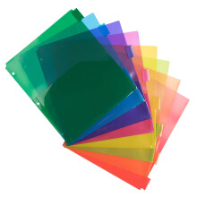 JAM PAPER Plastic Index 8-Tab Dividers w/Double Pockets - 9 3/4 x 11 1/2 - Assorted Multi-Color - 6 Packs of 8 Tabs/Set
