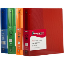 JAM PAPER Plastic 1,5 inch ringbanden - Assortiment van 3 ringbanden (rood, blauw, groen en oranje) - 4/pak