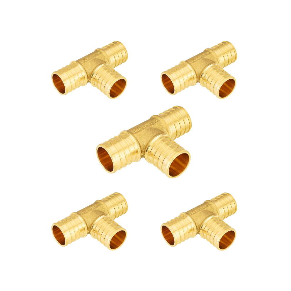 (Pack Of 25) Efield Barb Crimp Pex 3/4 Inch Tee Barb Brass Crimp Fittings Astm F1807 791689824642