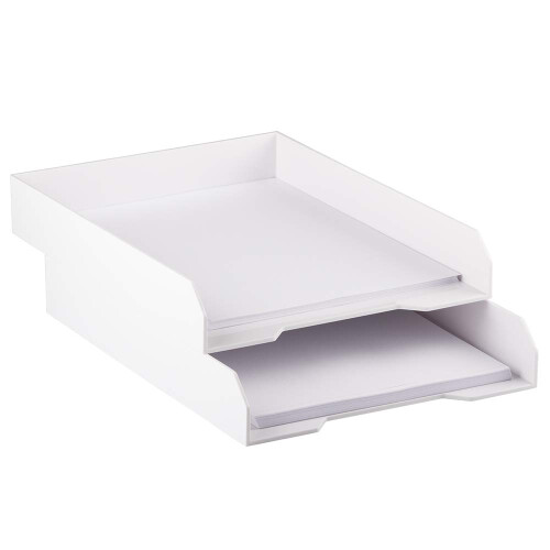 JAM PAPER Stackable Paper Trays - White - Desktop Document  Letter  & File Organizer Tray - 2/Pack 2