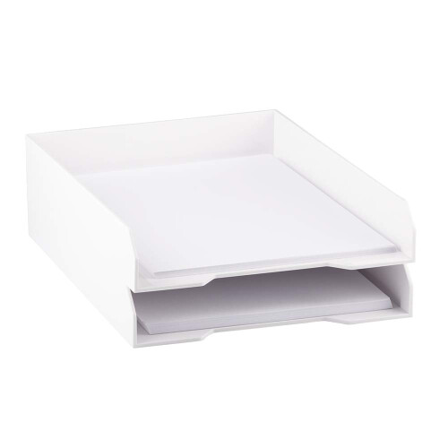 JAM PAPER Stackable Paper Trays - White - Desktop Document Letter ...