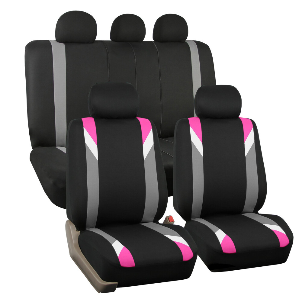 Fh Group Car Seat Covers Full Set Cloth - Seat Covers For Low Back Car Seats With Removable Headrest Universal Fit Automotive Seat Cover Airbag Compat 196342113796