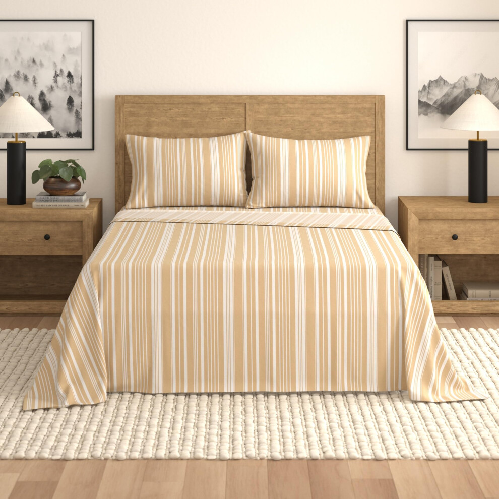 Set Di Lenzuola In Microfibra Great Bay Home Per Letto Singolo - Lenzuola A Righe Color Tortora, 3 Pezzi - Biancheria Da Letto In Microfibra Spaz-image