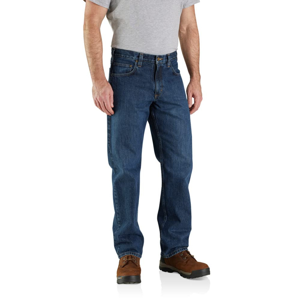 Carhartt Men's Big & Tall Relaxed Straight Jean  Bay  52 x 32