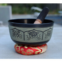 Set di tappetini per meditazione tibetana DharmaObjects con 8 simboli fortunati, per campane tibetane e cuscini (18 cm, 8 simboli fortunati)