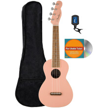 Fender Monterey Concert Ukulele - Shell Pink Bundle med Gig Bag Tuner och Austin Bazaar Instruktions DVD