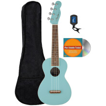 Fender Monterey Concert Ukulele - Daphne Blue Bundel met Gig Bag, Tuner en DVD