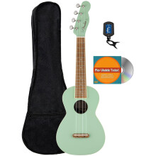 Fender Monterey Concert Ukulele - Surf Green Bundle med Gig Bag Tuner och Austin Bazaar Instruktions DVD