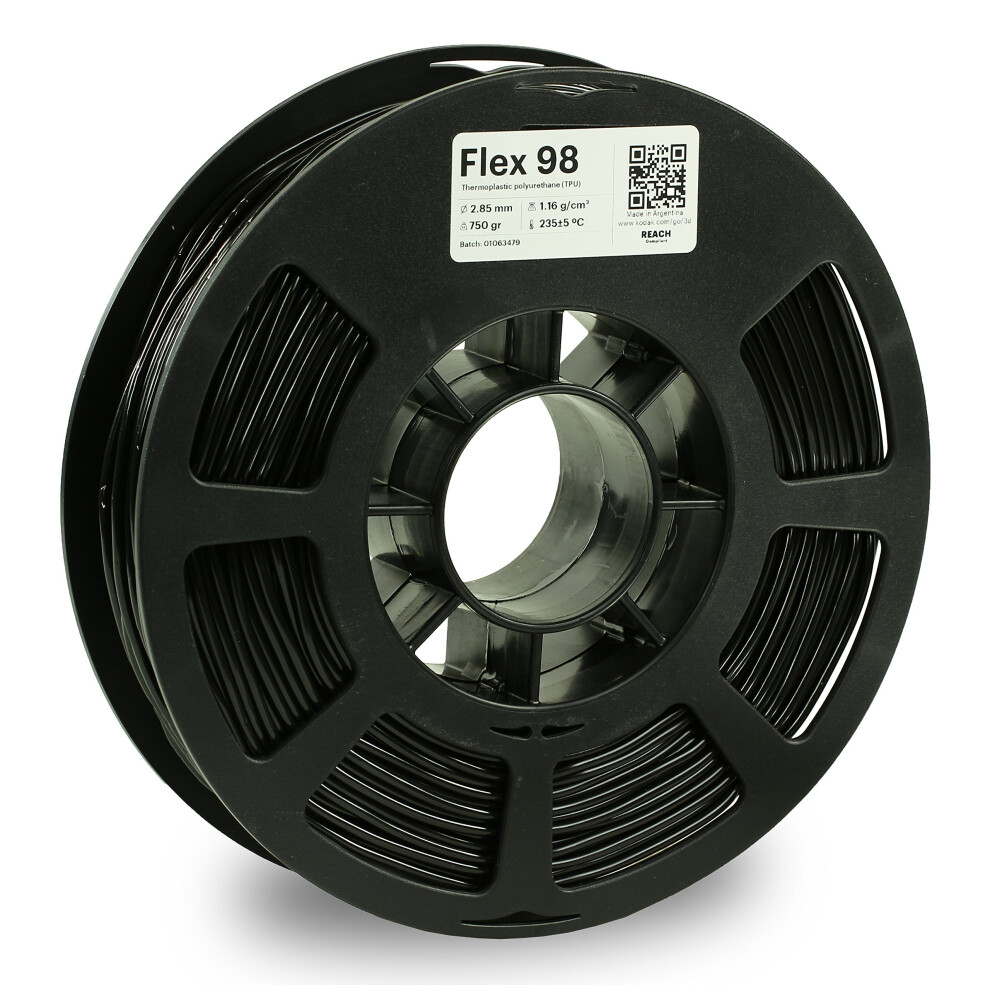 KODAK FLEX 98 Flexible 3D printer filament TPU BLACK +/-0.03 mm  750g (1.6lbs) Spool  2.85 mm. Lowest moisture premium 3D printer flex filament in Vac