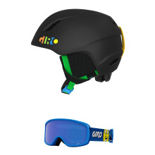 Cosco de esqu de Pack Combo Pack Giro - Casco de snowboard con gafas a juego Matte Black Party Blocks/Buster Blue Faces Cobalt S (52-55.5 cm)