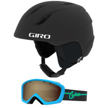 Capacete de esqui de neve juvenil Giro Launch CP com culos combinando preto fosco/azul neon XS (48,5-52 cm)