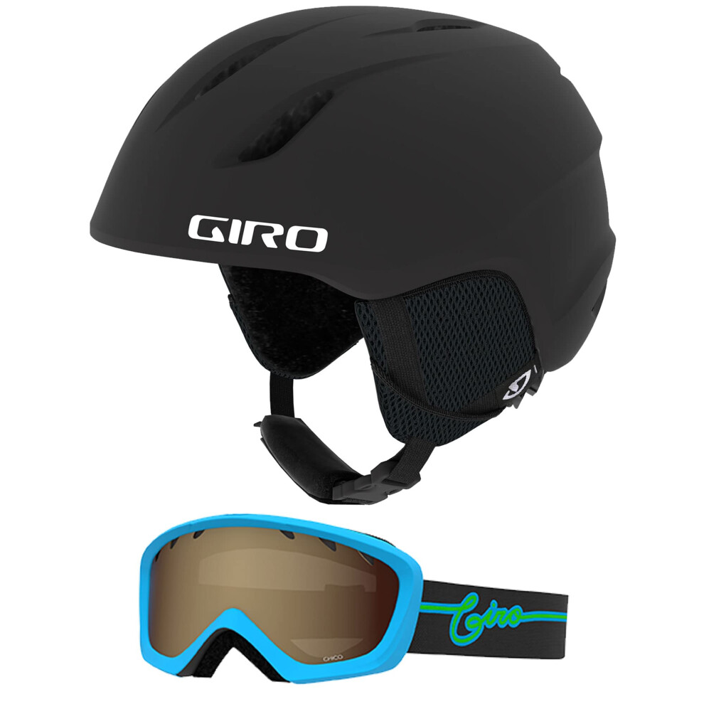 Mlodziezowy Kask Narciarski Giro Launch Cp Z Dopasowanymi Goglami Matowy Czarny/Niebieski Neon Xs (48,5-52 Cm)-image