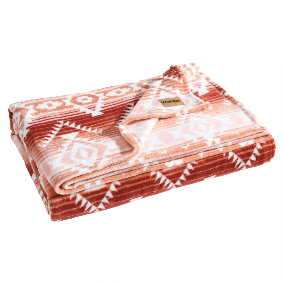 Wrangler - Blanket  Ultra Soft Plush Fleece Bedding  Yellowstone Inspired  Luxuriously Soft Bedding for Bed or Couch (Jericho Peach Pink  Twin)