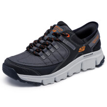 Skechers Uomini Summits AT Sneakers Slip-on, Grigio/Arancione, 11