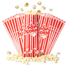 Fit Meal Prep 250 pakkausta, paperisia popcorn-pusseja, yksitt  isi   annoksia, 2 unssia, klassisia puna-valkoraidallisia popcorn-suojia, kertak  yt