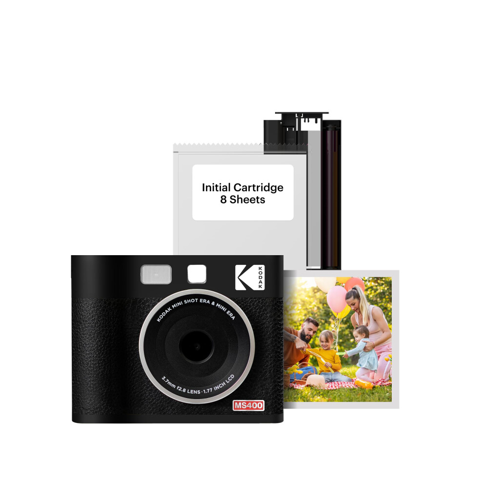 KODAK Mini Shot 4 ERA 4PASS 2-in-1 Instant Camera and Photo Printer (4x4) (Black  Camera + 10 Sheets)