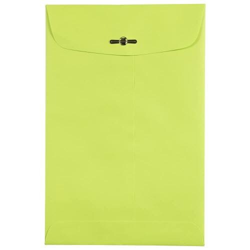 JAM PAPER 6 x 9 Open End Catalog Colored Envelopes with Clasp Closure - Ultra Lime Green - 100/Pack 1