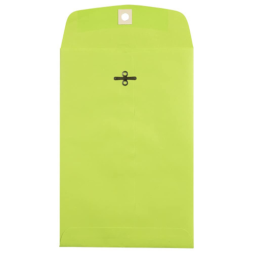 JAM PAPER 6 x 9 Open End Catalog Colored Envelopes with Clasp Closure - Ultra Lime Green - 100/Pack