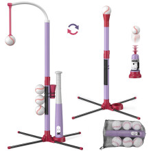 Wee Wonders 3-in-1 T Ball Set-Justerbar højde hængende tee bold sæt med automatisk pitching maskine/6 bolde/udtrækkelig flagermus tball stand-dra