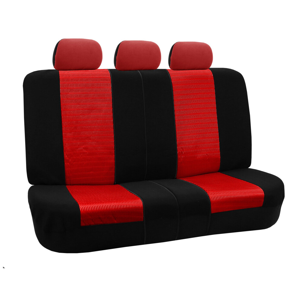 Fh Group Automotive Seat Cover Trendy Elegance For Back Seat Car Interior Accessories For Suv Sedan & Van Universal Fit Combo Rear Seat Cover Spl Red 196342029356