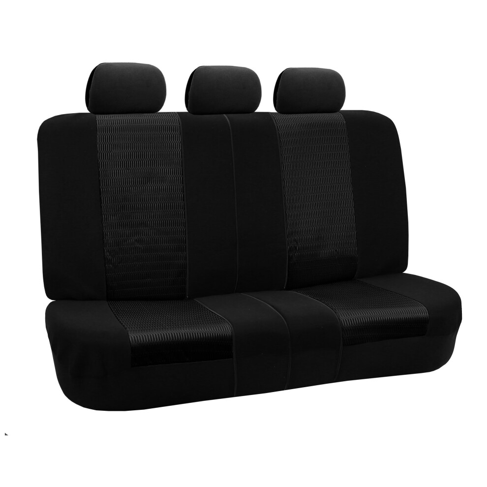 Fh Group Automotive Seat Cover Trendy Elegance For Back Seat Car Interior Accessories For Suv Sedan & Van Universal Fit Combo Rear Seat Cover S Black 196342029363