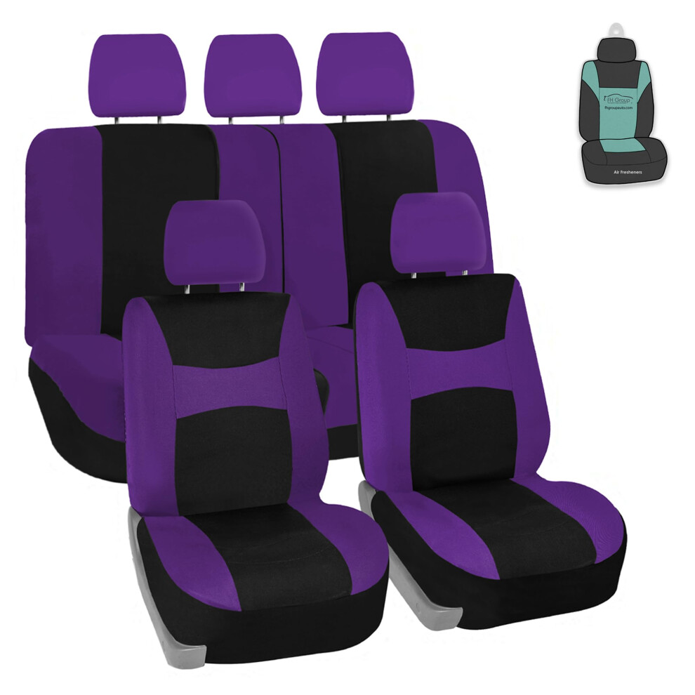Fh Group Car Seat Cover Seat Cover Flat Foam Padding Cloth Full Set Automotive Seat Covers Airbag Compatible & Split Rear Universal Fit Interi Purple 196342001093