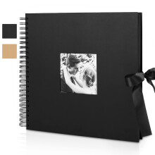 Album fotograficzny INNOCHEER Notatnik - Album fotograficzny Samoprzylepny 80 czarnych stron Duzy album na zdjecia Ksiega gosci Ksiega gosci weselnyc