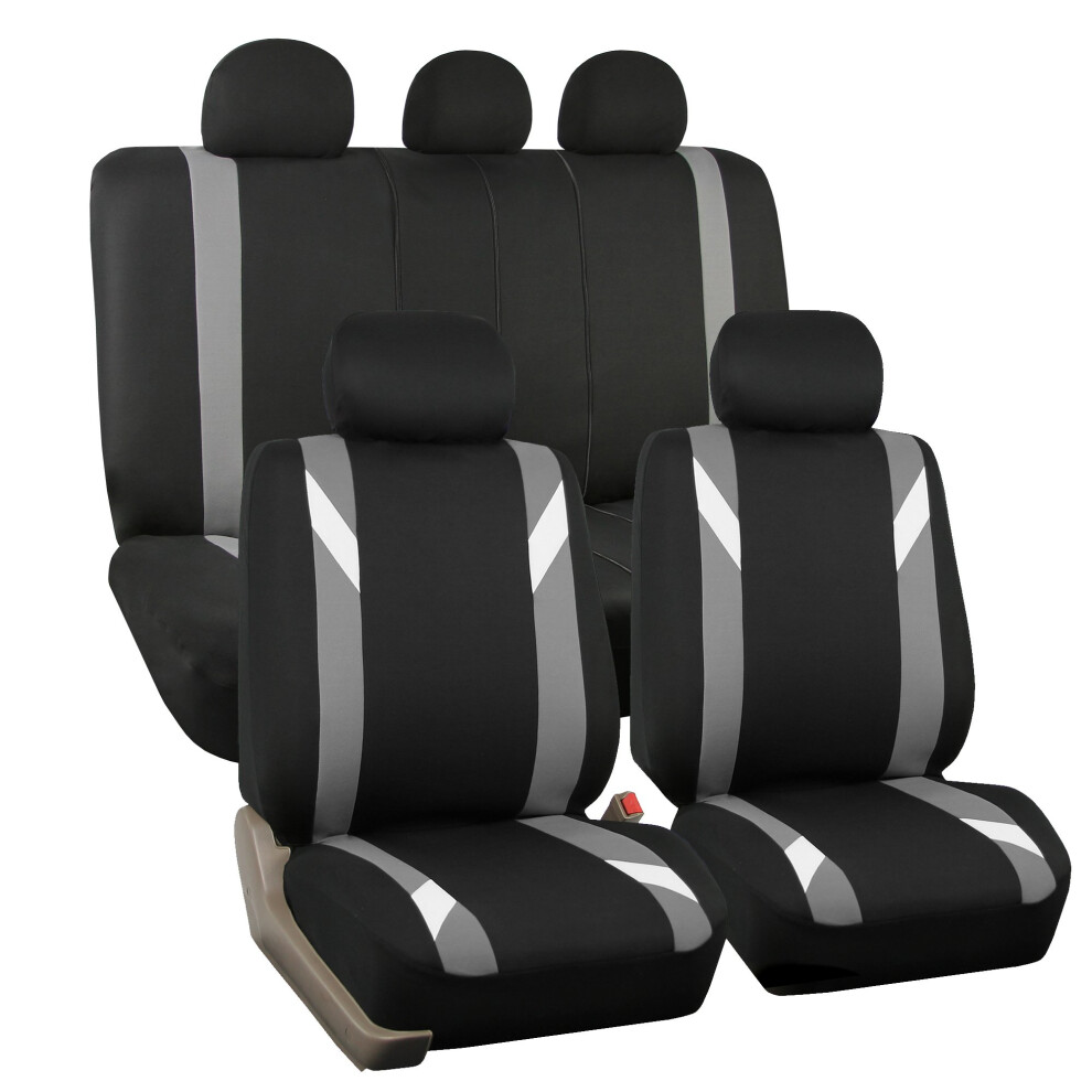 Fh Group Car Seat Covers Full Set Cloth -Seat Covers For Low Back Car Seats With Removable Headrest Universal Fit Automotive Seat Cover Airbag Compati 196342113758