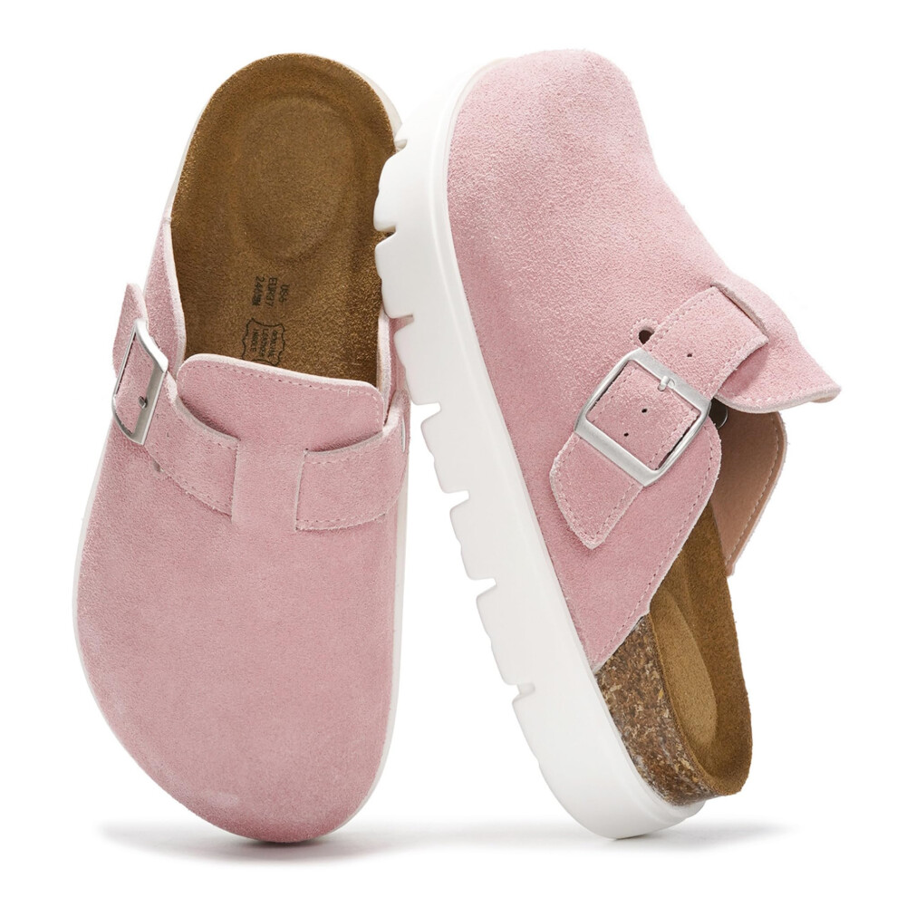 Project Cloud Genuine Leather Platform Clogs for Women Footwear - Memory Foam Arch Support Cork Footbed Casual Shoes & Mules for Women 2025 (Benton Ch