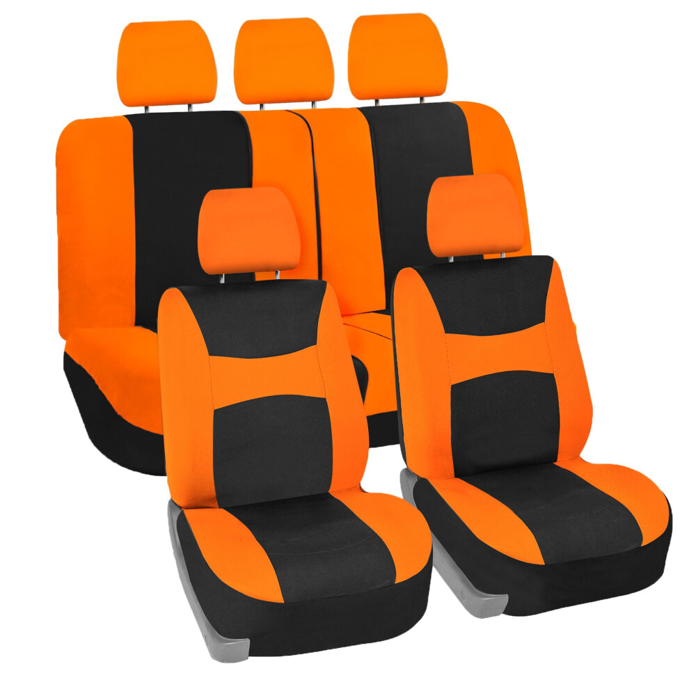 Fh Group Car Seat Covers Full Set Cloth - Universal Fit Automotive Seat Covers Low Back Front Seat Covers Airbag Compatible Split Bench Rear Seat 816352029060