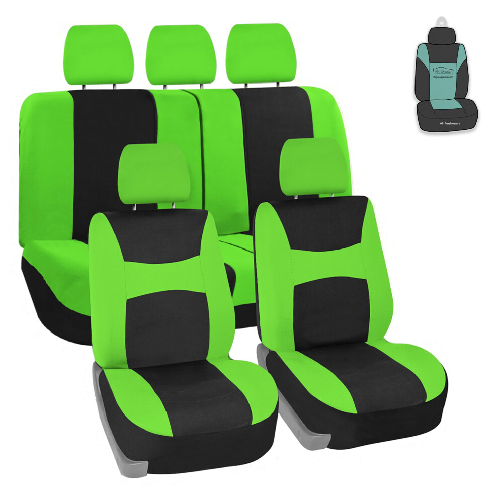 Fh Group Car Seat Cover Breezy Seat Cover Flat Foam Padding Cloth Full Set Automotive Seat Covers Airbag Compatible & Split Rear Universa Light/Green 196342001161