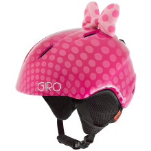 Capacete de esqui infantil Giro Launch Plus - Capacete de snowboard para meninos e meninas - Bolinhas com lao rosa - Tamanho S (52-55,5 cm)