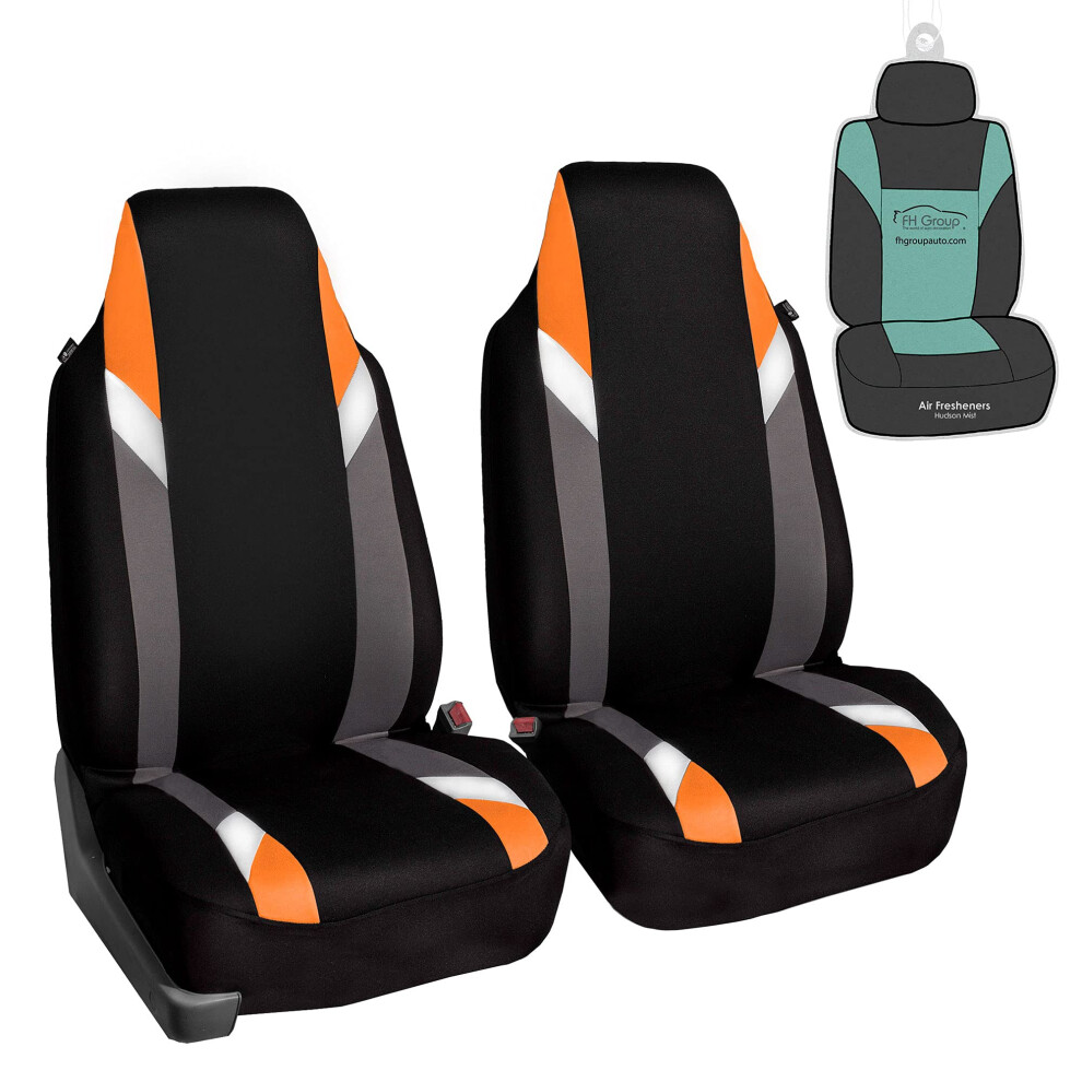 Fh Group Premium Modernistic Seat Covers Pair Set Airbag Compatible-Universal Fit For Cars Trucks And Suvs (Orange) Orange 196342020018