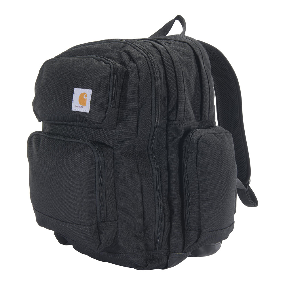 Carhartt 35L Backpack Durable Pack With Laptop Sleeve And Duravax Abrasion Resistant Base Everyday Triple Compartment (Black) One Size