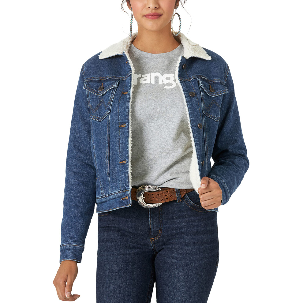 Wrangler Women's Retro Sherpa Lined Jacket  Denim  XX-Large