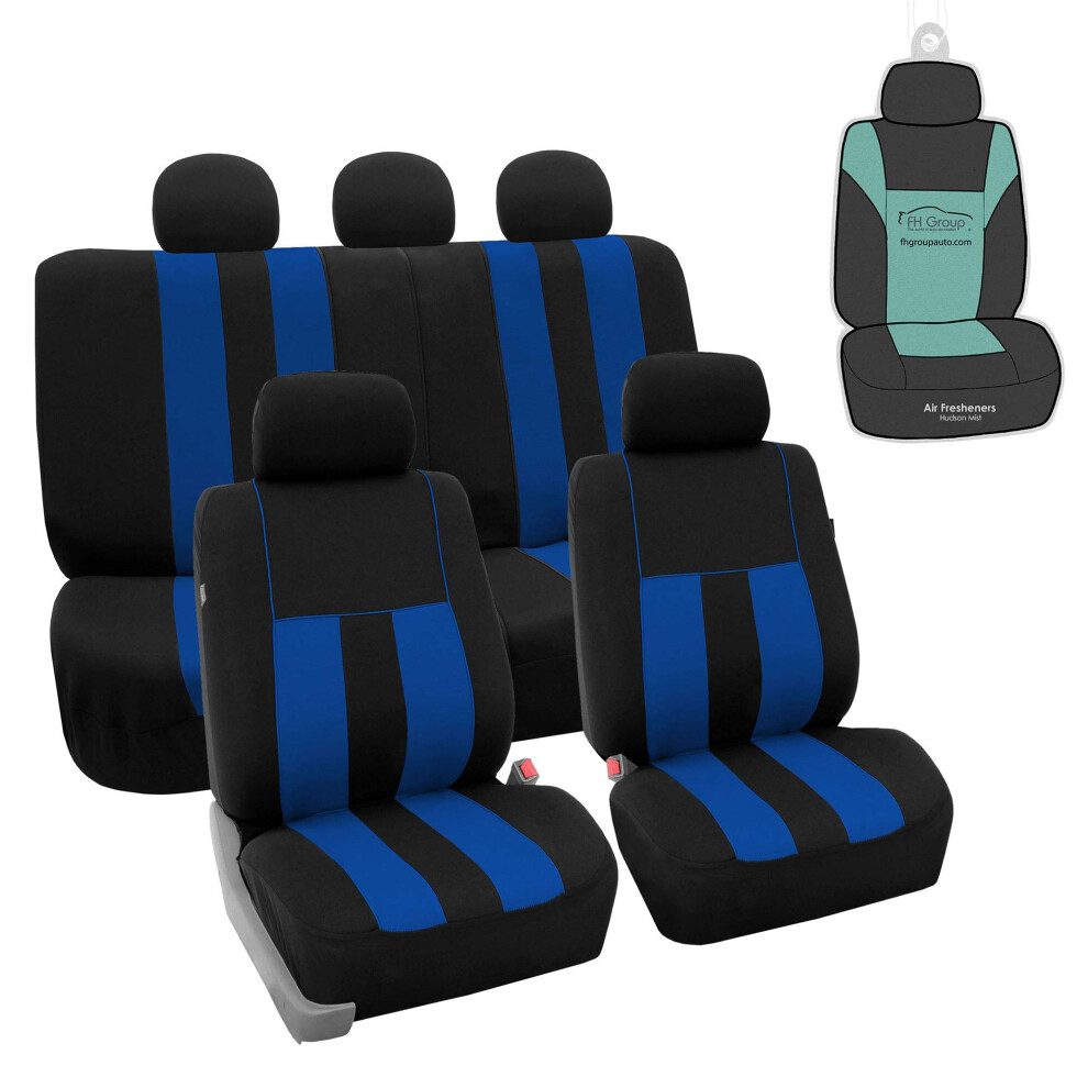 Fh Group Car Seat Cover Full Set Striking Striped Car Seat Covers With Front Seat Covers And Rear Split Bench Car Seat Cover Universal Fit Interi Blue 196342001628