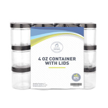 Healthy Packers 8 oz plastikbeholdere med lgetiketter og hvid tusch - 24-pak sm plastikbeholdere med sorte lg. Fantastisk til Slime Lotion Cra