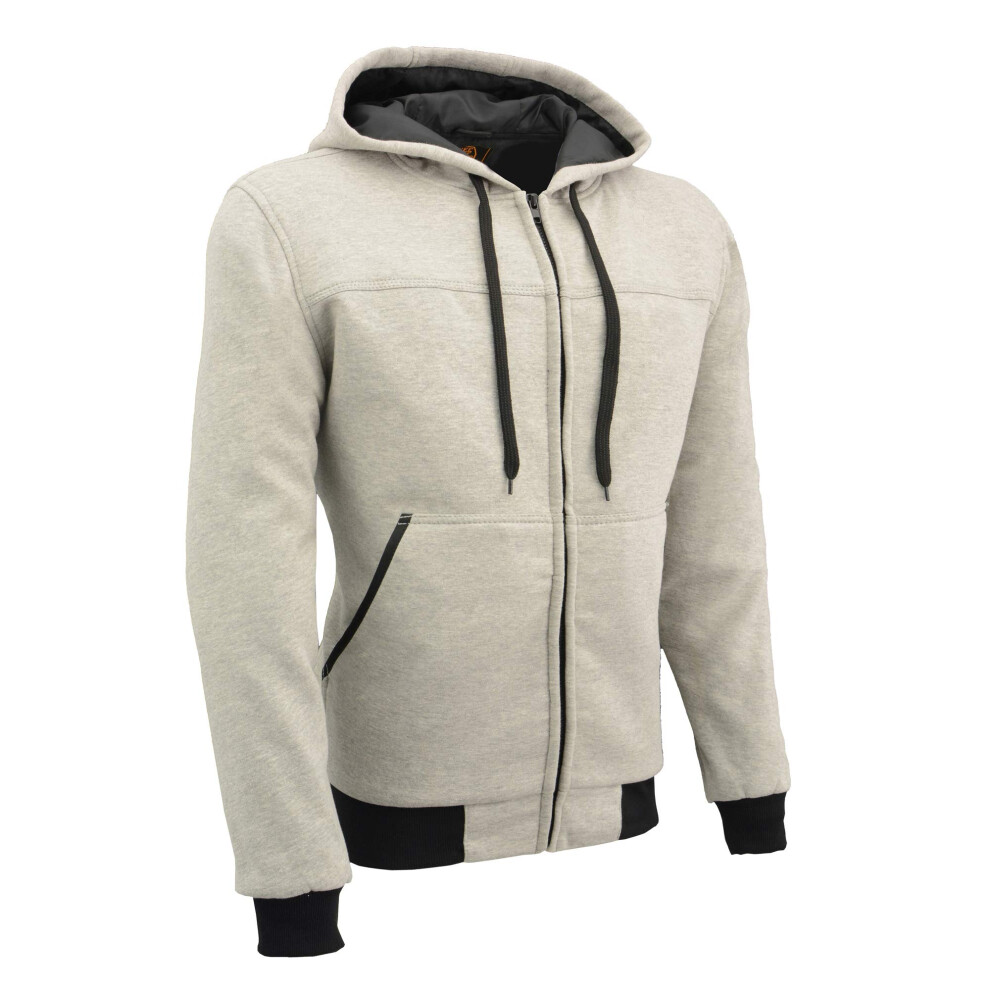 Milwaukee Leather MPM1788 Men's Silver CE Approved Armored Riding Hoodie Sweater with Aramid by DuPont Fibers - 4X-Large-image-OPC-PGT59PF-NEW