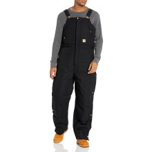 Carhartt Mens Loose Fit Firm Duck Insulated Biberall Bibs Overalls, Black, XX-Large US