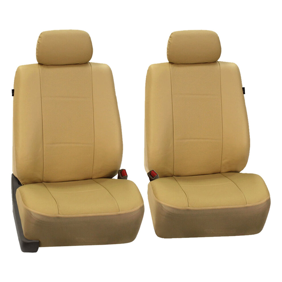 Fh Group Front Set Faux Leather Car Seat Covers For Low Back Seat With Removable Headrest Universal Fit Airbag Compatible Seat Cover For Suv Van 816352021385