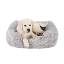 Best Friends by Sheri Lux Lounge Bed Calming Faux Fur Dog Bed Gray Small 20"""" x 15""""