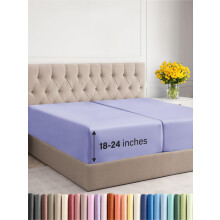 Extra Deep Split King Fitted Sheet - Hotel Luxury Single Fitted Sheet Only - Easily Fits 18 inch to 24 inch Mattress - Ultra Soft Wrinkle Free with