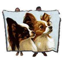 Pure Country Weavers Papillion Blanket by Bob Christie - Gift for Dog Lovers - Tapestry Throw Woven from Cotton - Made in The USA (72x54)