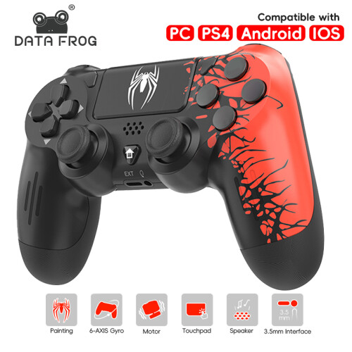 (Schwarz) DATA FROG Wireless Game Controller Bluetooth-kompatibel Spide Gamepad für PS4 Gamepad Slim/Pro Konsole 1